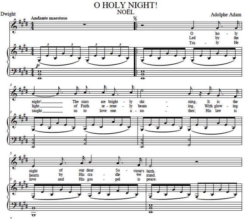 O Holy Night (Noël).Transposition in E Major (High...