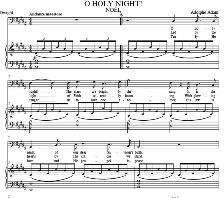 O Holy Night (Noël).Transposition in B Major (Bari...
