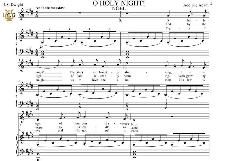 O Holy Night (Noël).Transposition in E Major (High...