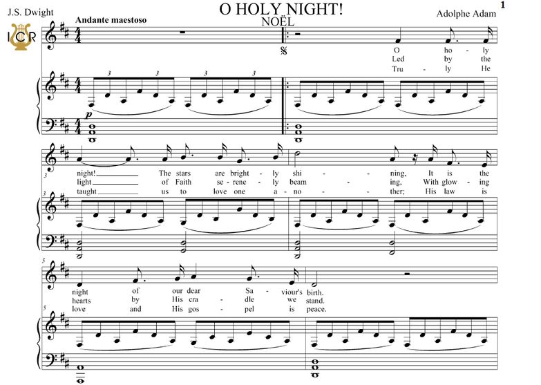 O Holy Night (Noël).Transposition in D Major (Teno...