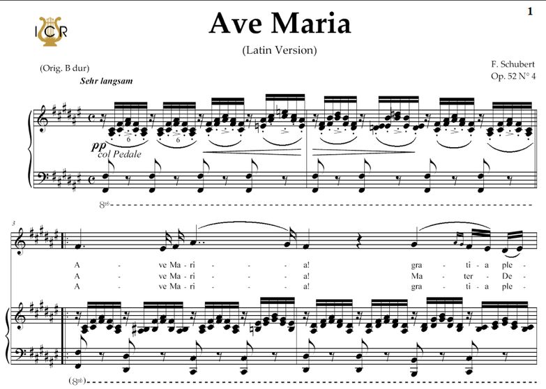 Ave Maria, D. 839 Transposition in F Sharp Major (...