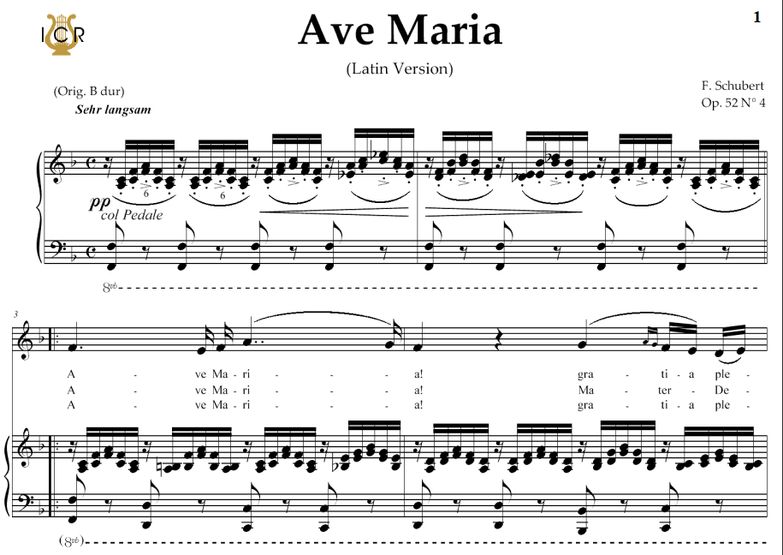 Ave Maria, D. 839,Transposition in F Major (Contra...
