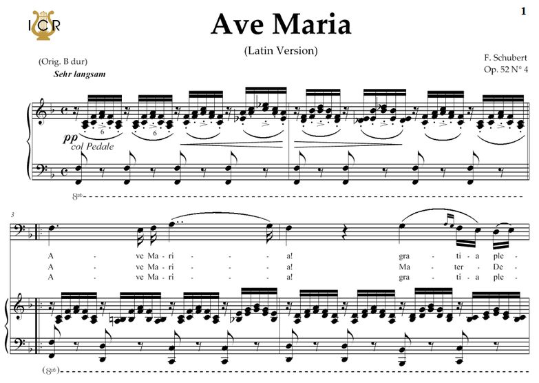 Ave Maria, D. 839; Transposition in F Major (Bass)...