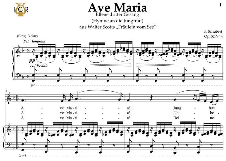 Ave Maria, "Ellens Gesang III", D. 839. in F Major...