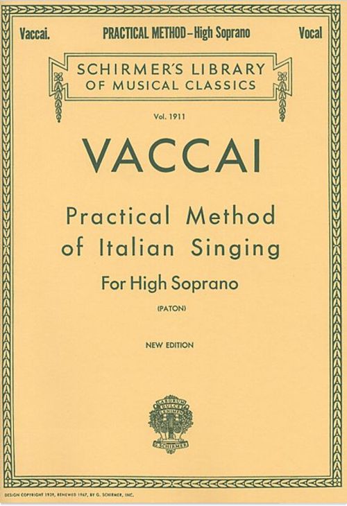 SINGING MEtHODS Vaccai,Complete editions for all Voice Ranges: High 
