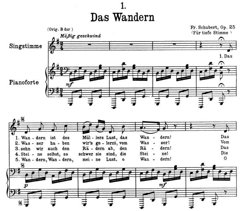 Das Wandern, D.795-1, G-Dur (Die Schöne Müllerin)....