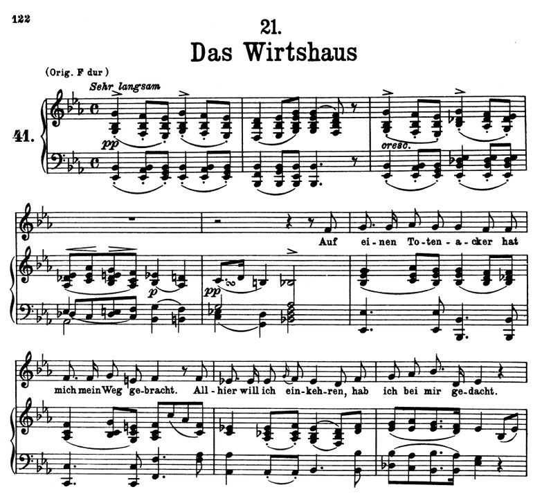 Das Wirthaus, D.911-21, Es-Dur (Winterreise). F. S...