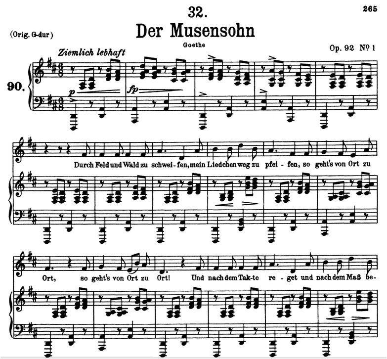 Der Musensohn, D.764, D-Dur. F. Schubert. Peters F...