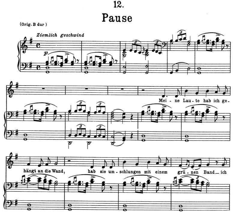 Pause D.795-12, G-Dur. F. Schubert (Die Schöne Mül...