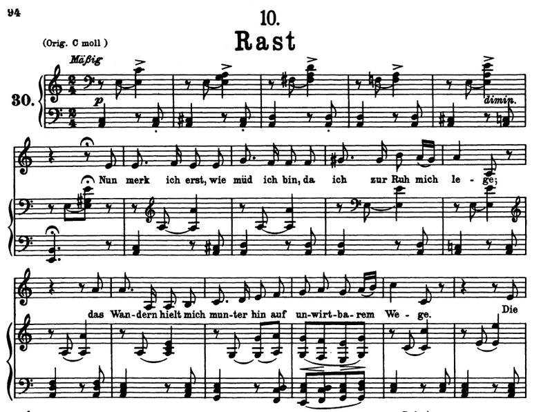 Rast D.911-10, a-moll. F. Schubert (Winterreise). ...