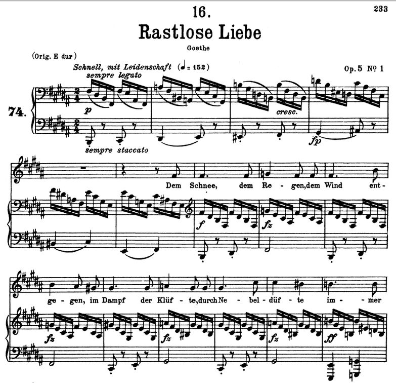 Rastlose Liebe D.138, H-Dur. F. Schubert. Peters F...