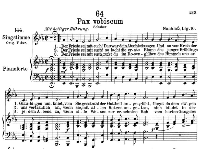 Pax vobiscum, D.551 , Es-Dur, F. Schubert. Peters ...