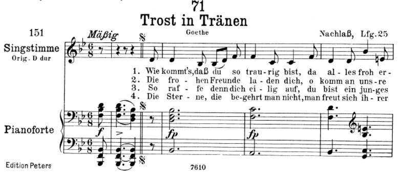 Trost in tränen D.120, B-Dur, F. Schubert. Peters ...