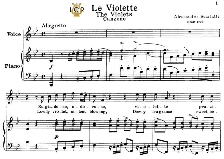 Le violette, High Voice in B Flat Major, A.Scarlat...