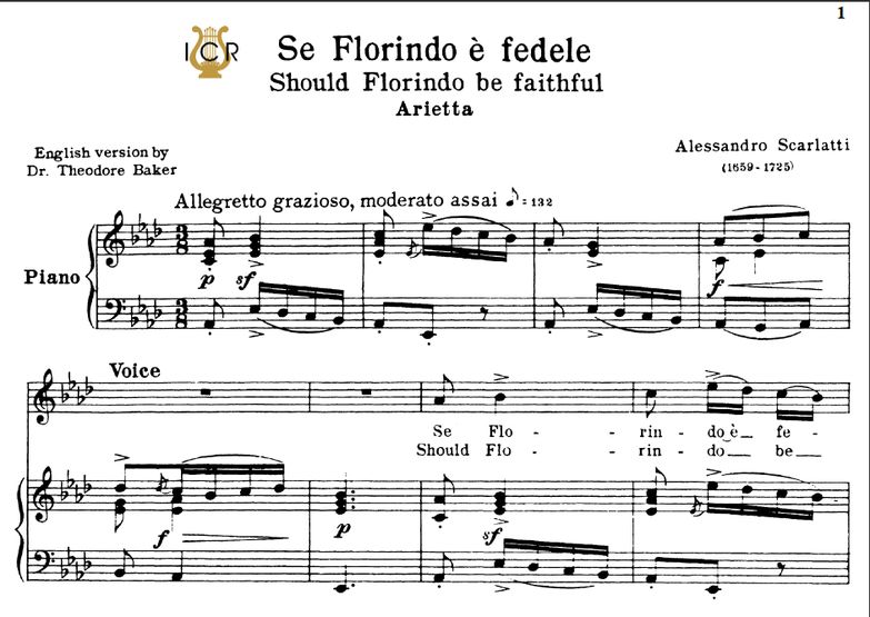 Se Florindo è fedele, Medium Voice in A-Flat Major...
