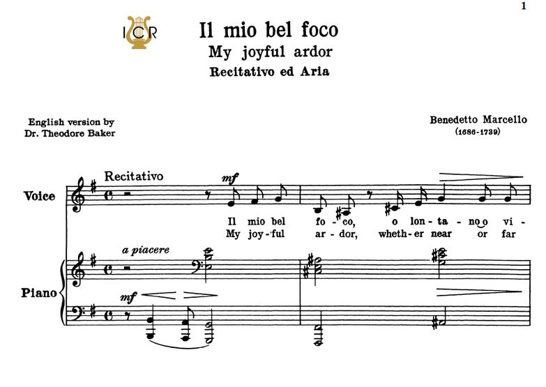 l mio bel foco, Low Voice in E Minor, B.Marcello. ...