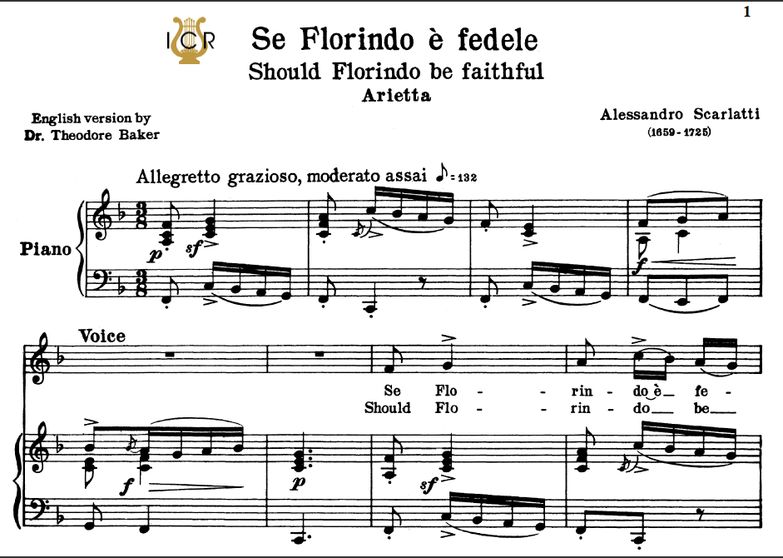 Se Florindo è fedele, Low Voice in F Major, A.Scar...