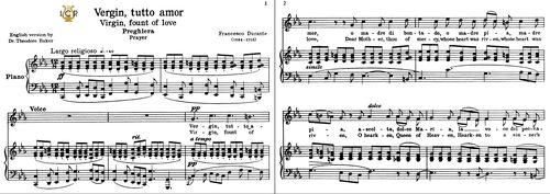 vergin tutto amor low voice in a minor f durante transposition vergin tutto amor sheet music