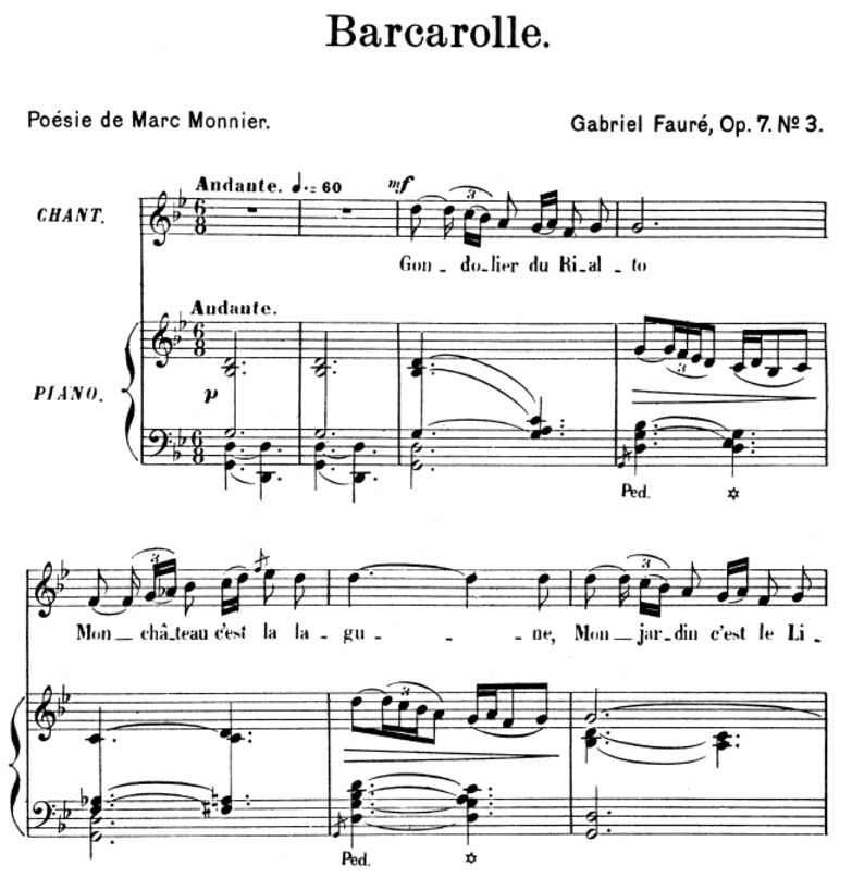 Barcarolle, Op.7 No.3, High Voice in G minor, G. F...