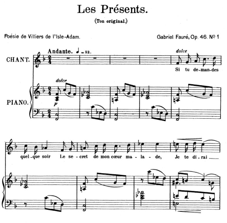 Les présents Op.46 No.1, High Voice in F Major, G....