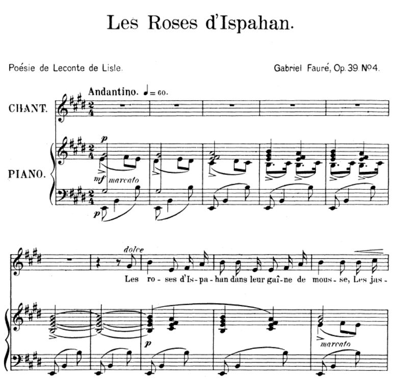 Les roses d'Hispahan Op.39 No.4, High Voice in E M...