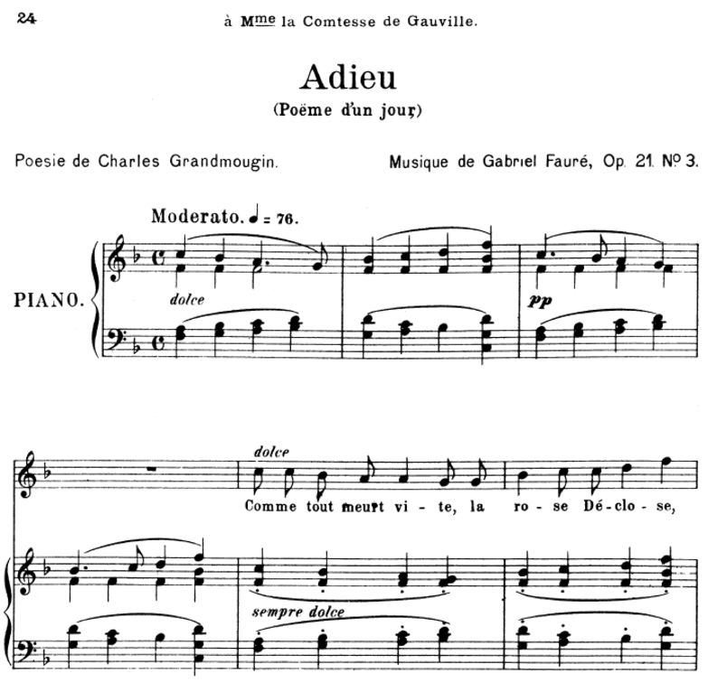 Poème d'un jour (Adieu) Op.21 No.3, High Voice in ...
