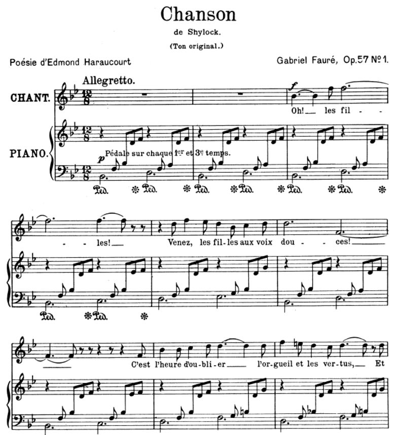 Chanson Op.57 No.1, High Voice in B-Flat Major, G....