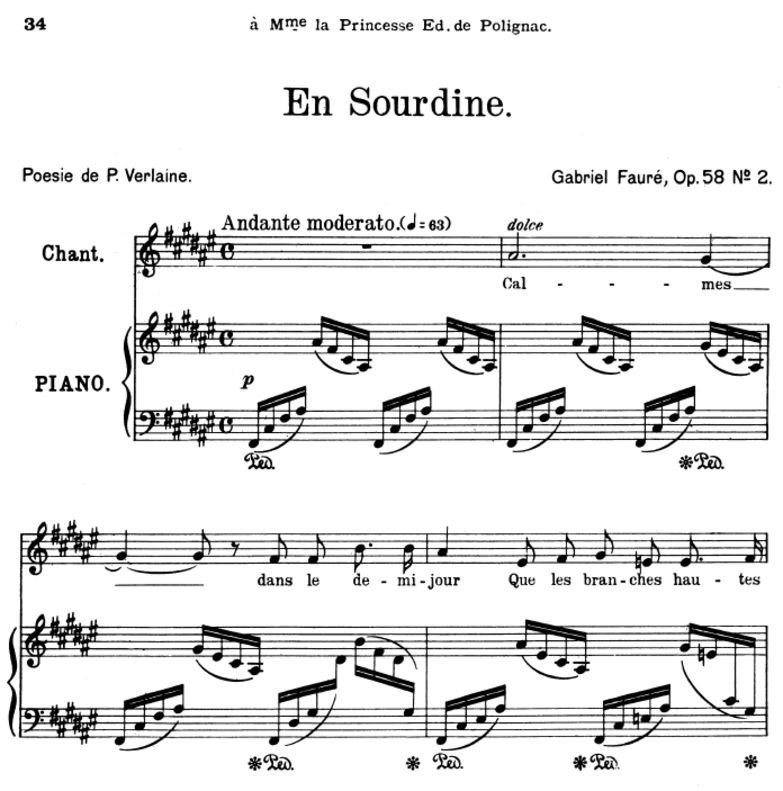 En sourdine Op.58 No.2, High Voice in F-Sharp Majo...