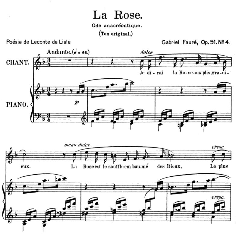 La rose Op.51 No.4, High Voice in F Major, G. Faur...