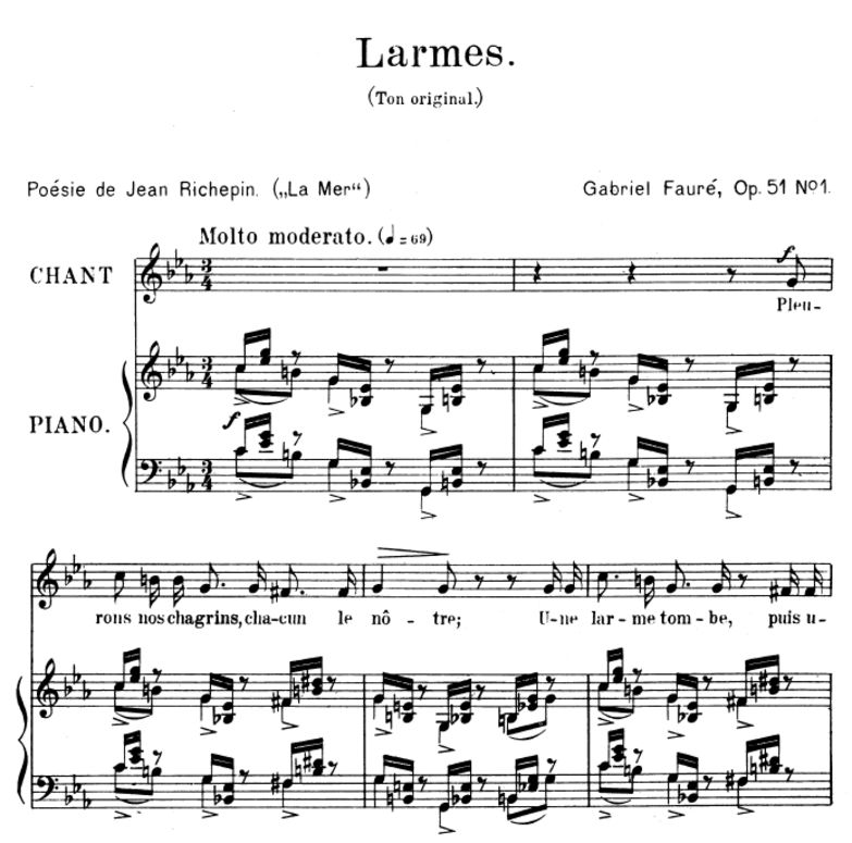 Larmes Op.51 No.1, High Voice in C minor, G. Fauré...