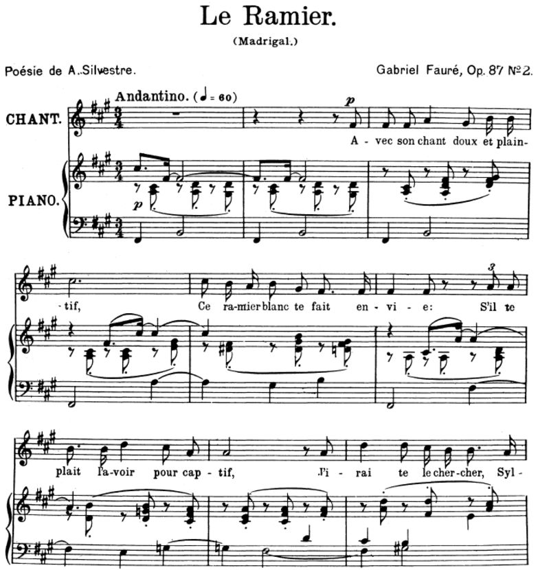 Le ramier Op.87 No.2, High Voice in F-Sharp minor,...