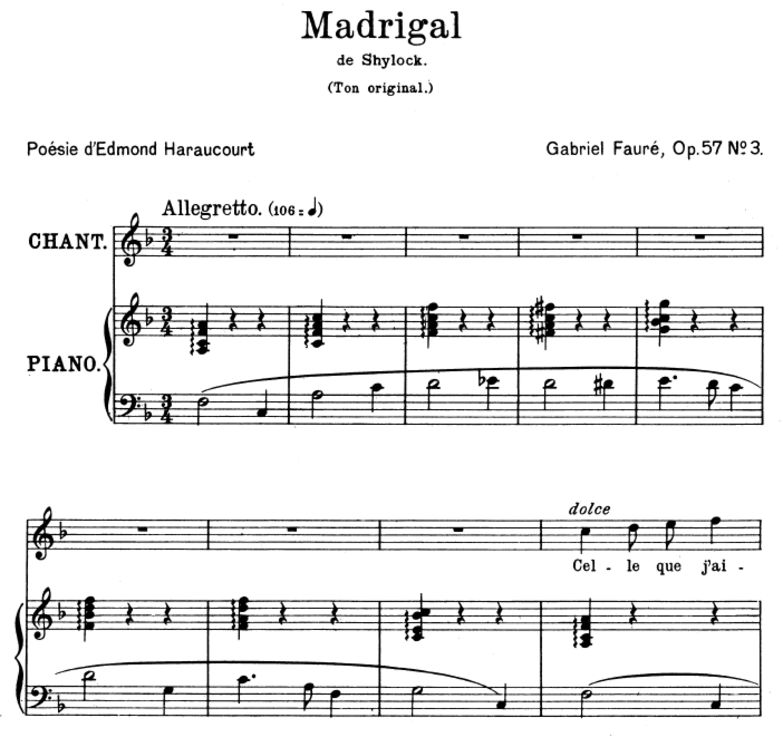 Madrigal (Celle que j'aime) Op.57 No.3, High Voice...