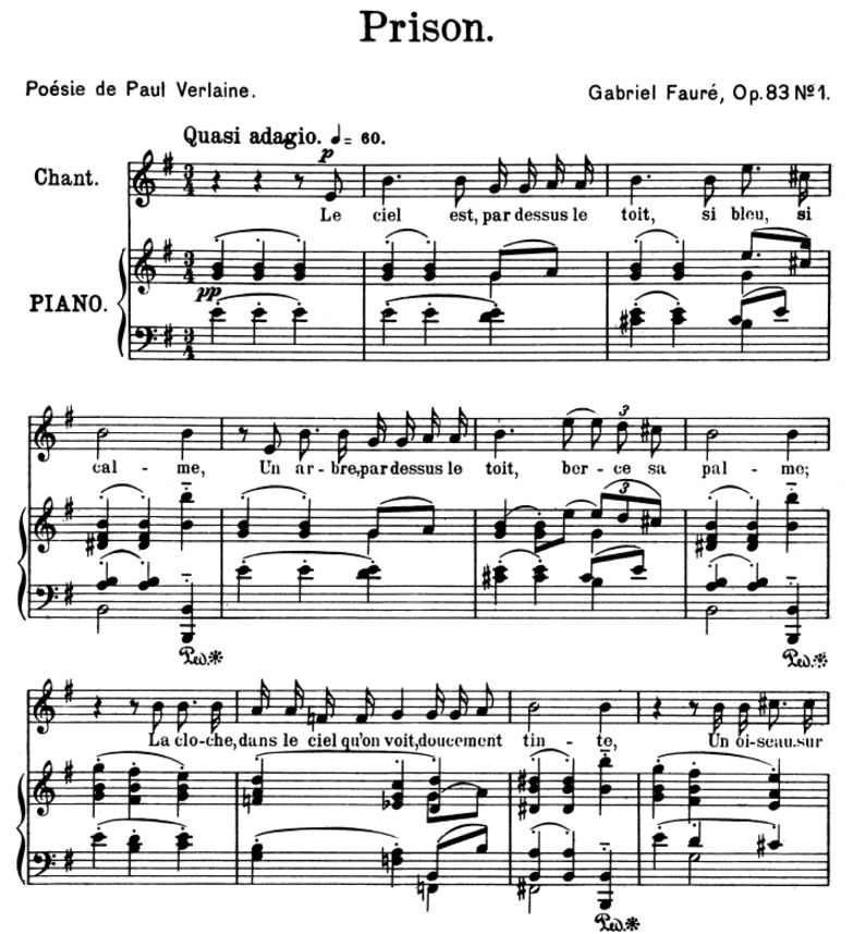 Prison Op.83 No.1, High Voice in E minor, G. Fauré...