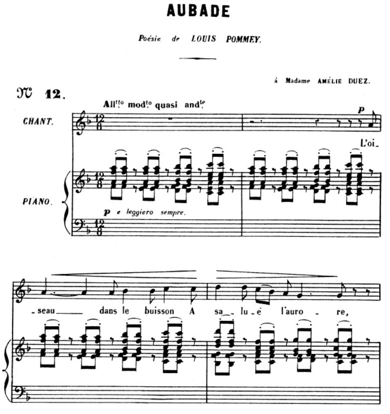 Aubade Op. 6 No.1, Medium Voice in F Major, G. Fau...