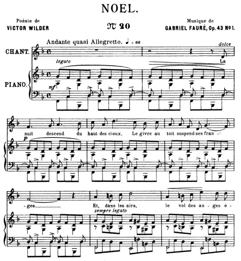 Noël Op.43 No.1, Medium Voice in F Major, G. Fauré...
