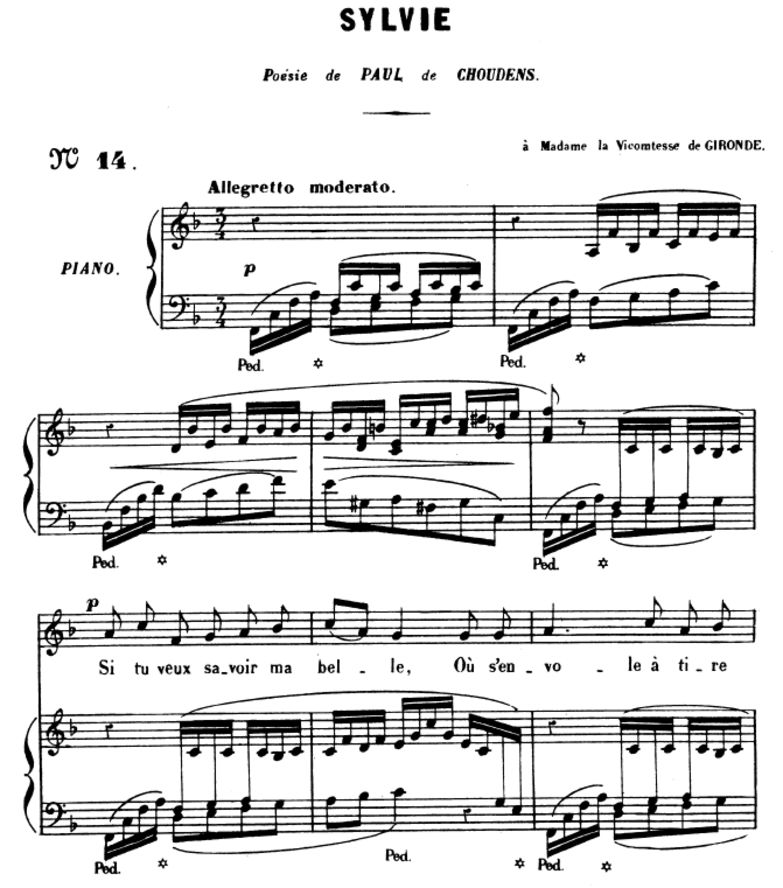 Sylvie Op.6 No.3, Medium Voice in F Major, G. Faur...