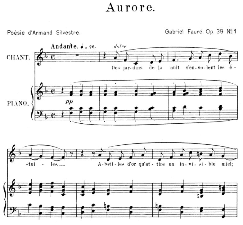 Aurore Op.39 No.1, Medium Voice in F Major, G. Fau...