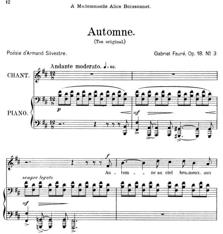 Automne Op.18 No.3, Medium Voice in B minor, G. Fa...