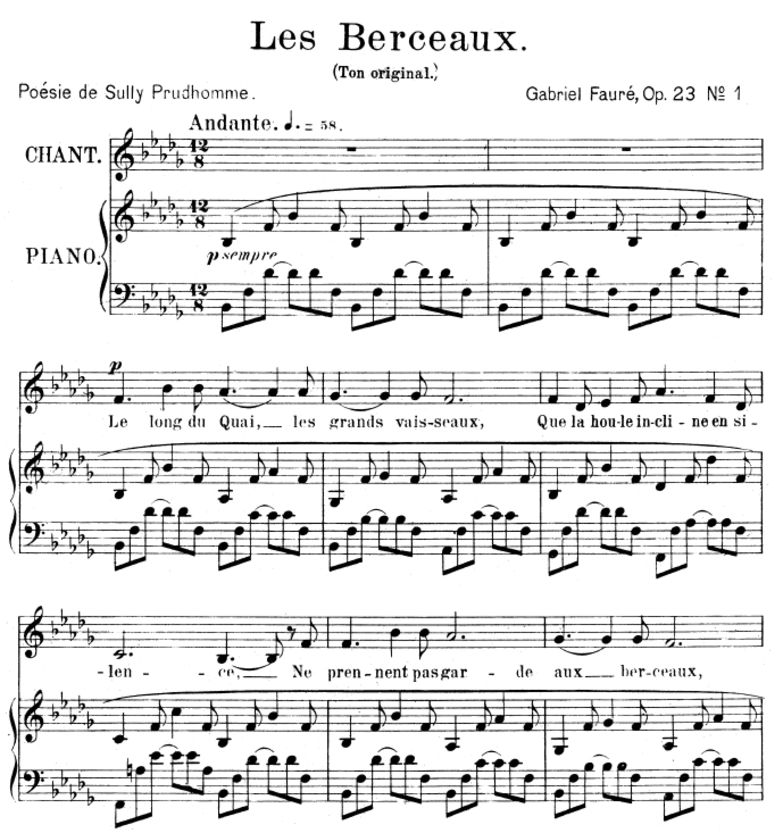ls berceaux Op.23 No.1, Medium Voice in B-Flat min...