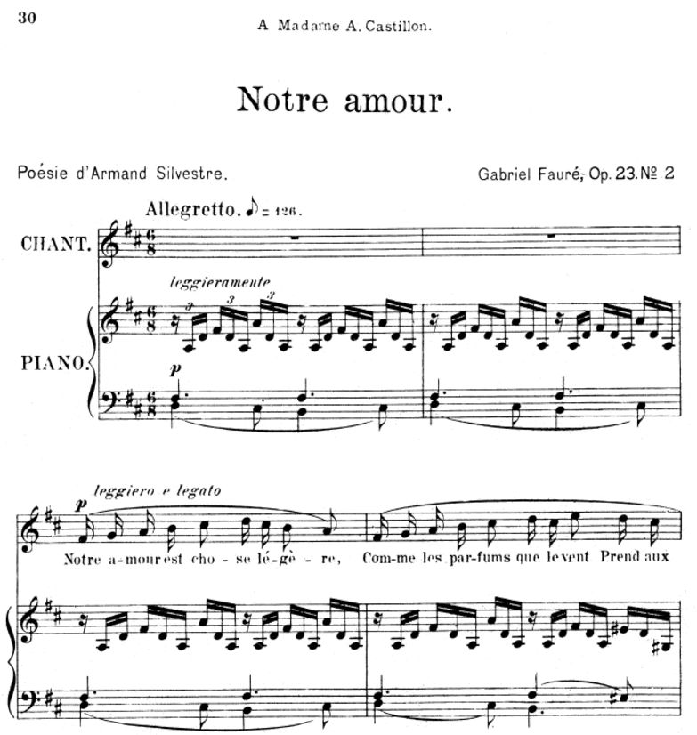 Notre amour Op.23 No.2, Medium Voice in D Major, G...