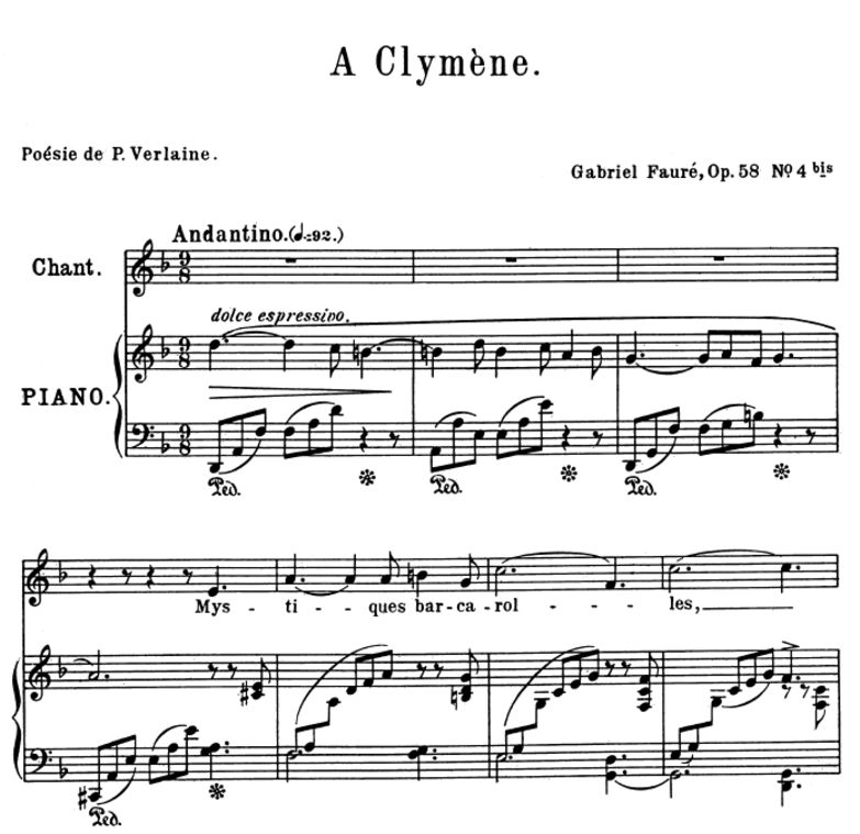 A Clymène Op.58 No.4, Medium Voice in D minor, G. ...