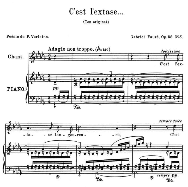 C'est l'extase...Op.58 No.5, Medium Voice in D-Fla...