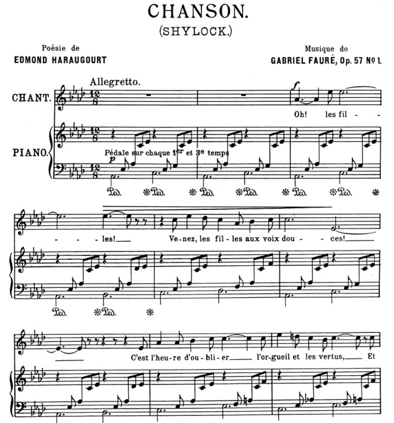 Chanson (Shylock) Op.57 No.1, Medium Voice in A-Fl...