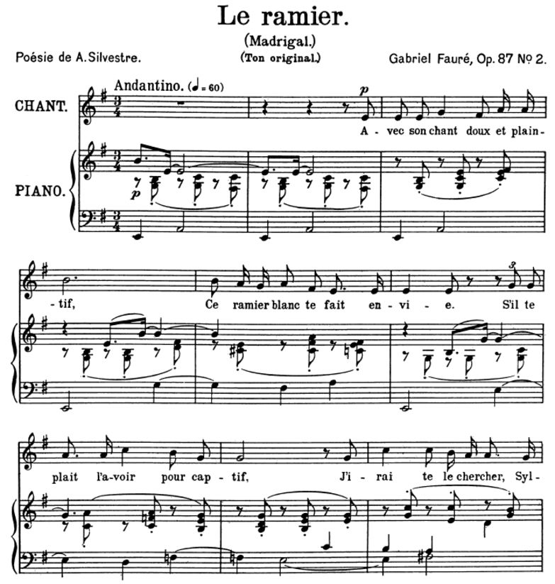 Le ramier Op.87 No.2, Medium Voice in E minor, G. ...