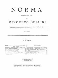 Norma, Ed. Ricordi (PD). Vocal Score. Cover.