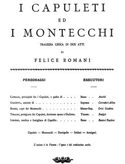 I Capuletti e i Montecchi, Ed. Ricordi (PD). Vocal...