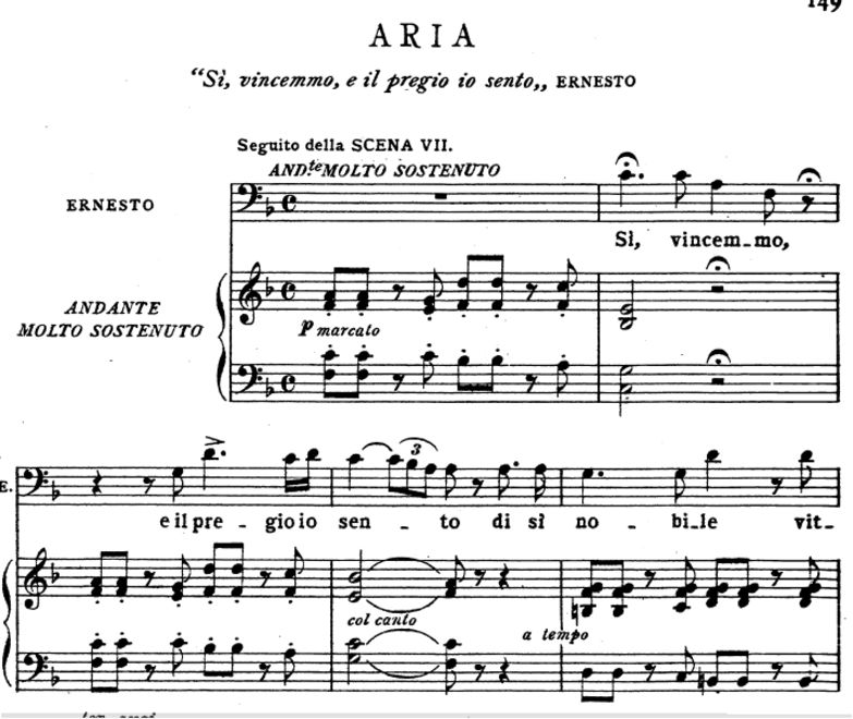 Si vincemmo: Aria for Bass (Ernesto). V. Bellini: ...