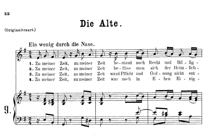 Die Alte, High Voice in E minor. For Soprano/Tenor...