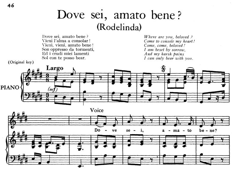 Dove sei, amato bene, Aria for Contralto, Low Voic...