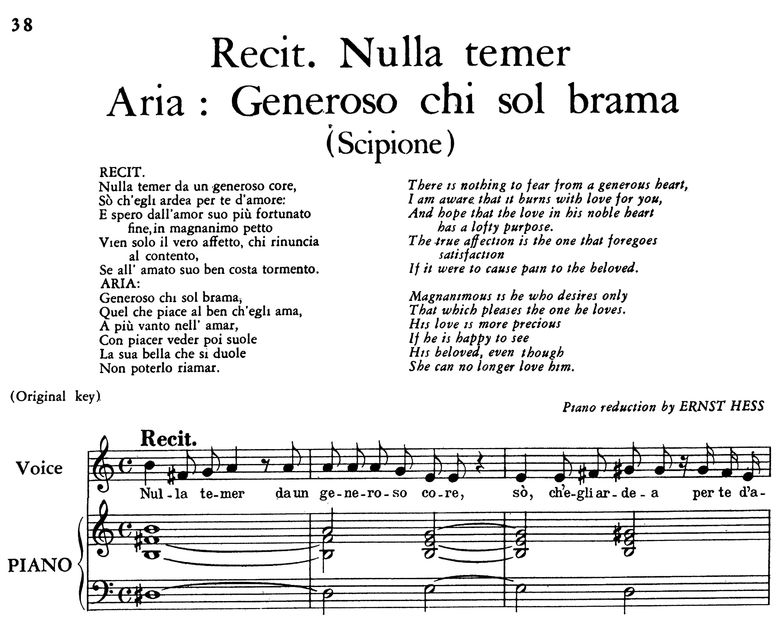 Generoso chi sol brama, Aria for Low Voice in E Ma...